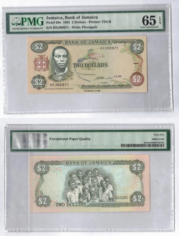 Jamaica 2 Dollars 1993